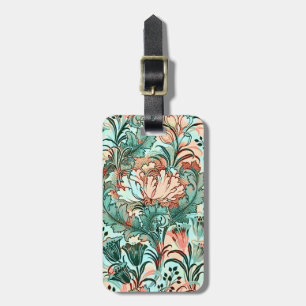 Pastel Pioen Tulpen Crocus William Morris Patroon Bagagelabel