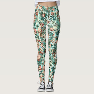 Pastel Pioen Tulpen Crocus William Morris Patroon Leggings