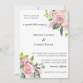 Pastel Pioen Waterverf bruiloft uitnodiging (Voorkant)