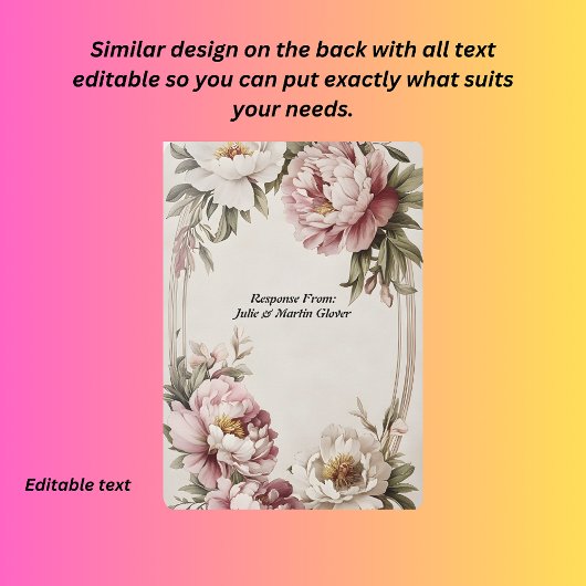 Pastel pioenrand  RSVP kaartje