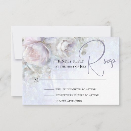 Pastel Pioenrozen Bloemen RSVP Kaartje (Voorkant)