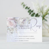 Pastel Pioenrozen Bloemen RSVP Kaartje (Staand voorkant)