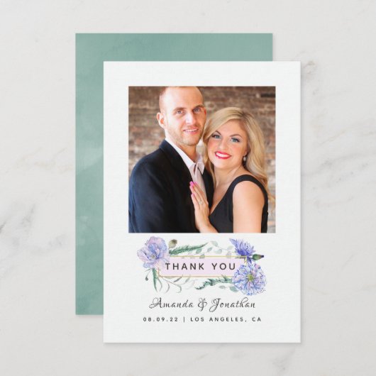 Pastel Pioenrozen Bloemenbruiloft Bedankkaart (Voorkant / Achterkant)