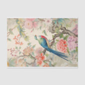 Pastel Pioenrozen en Charming Bird Tissuepapier (Voorkant)