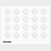 Pastel Pioenrozen Frame Trouw Monogrammen Ronde Sticker (Vel)
