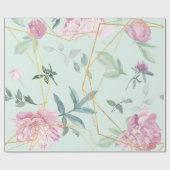 Pastel Pioenrozen Geometrisch Bloem Bruiloft Cadeaupapier (Vlak)