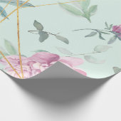Pastel Pioenrozen Geometrisch Bloem Bruiloft Cadeaupapier (Hoek)