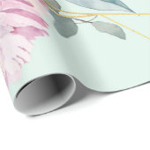 Pastel Pioenrozen Geometrisch Bloem Bruiloft Cadeaupapier (Rol Hoek)