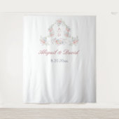 Pastel Pioenschappen Lijst Huwelijk Monogrammen Ac Wandkleed (Voorkant)