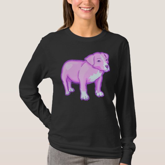 Pastel Pitbull Paarse T-shirt (Voorkant)