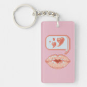 Pastel Pixel Kissy Lips - Herfst Acryl Sleutelhang Sleutelhanger (Voorkant)