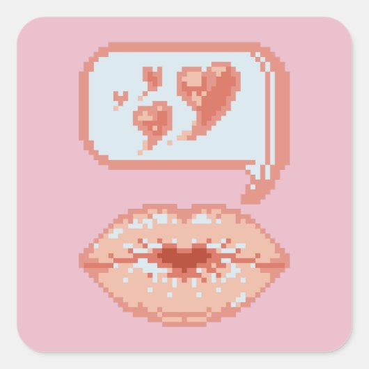 Pastel Pixel Kissy Lips - Herfst Sticker (Voorkant)
