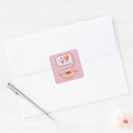 Pastel Pixel Kissy Lips - Herfst Sticker (Envelop)