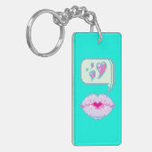 Pastel Pixel Kissy Lips - Spring Acryl Sleutelhang Sleutelhanger (Voorkant Links)