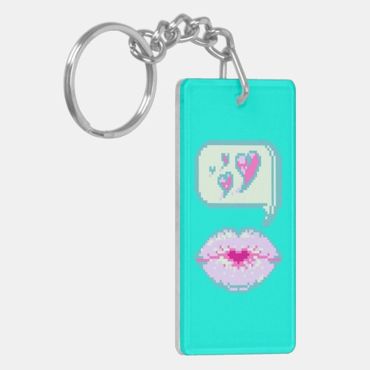 Pastel Pixel Kissy Lips - Spring Acryl Sleutelhang Sleutelhanger (Voorkant Links)