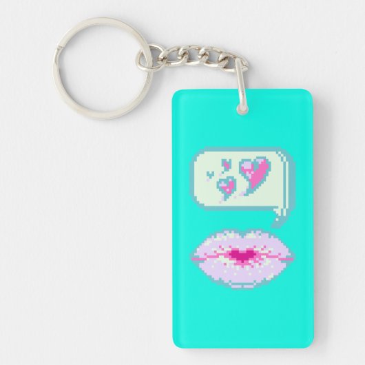 Pastel Pixel Kissy Lips - Spring Acryl Sleutelhang Sleutelhanger (Voorkant)