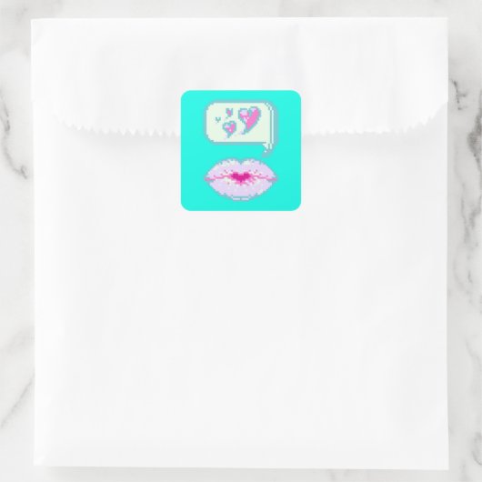 Pastel Pixel Kissy Lips - Voorjaar Sticker (Tas)