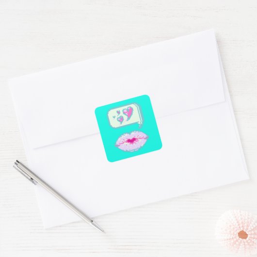 Pastel Pixel Kissy Lips - Voorjaar Sticker (Envelop)