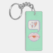 Pastel Pixel Kissy Lips - Winter Acryl Sleutelhang Sleutelhanger (Voorkant Links)