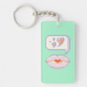 Pastel Pixel Kissy Lips - Winter Acryl Sleutelhang Sleutelhanger (Voorkant)