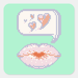 Pastel Pixel Kissy Lips - Winter Sticker
