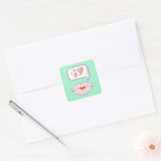 Pastel Pixel Kissy Lips - Winter Sticker (Envelop)