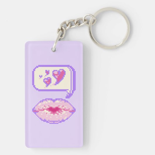 Pastel Pixel Kissy Lips - Zomer Acryl Sleutelhange Sleutelhanger (achterkant)