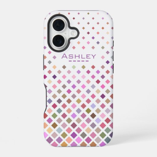 Pastel Pixels Koel Geometrisch Patroon Persoonlijk iPhone 16 Hoesje (Achterkant)