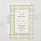 Pastel Plaid Baby Shower Invitation Kaart (Voorkant / Achterkant)