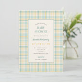 Pastel Plaid Baby Shower Invitation Kaart (Staand voorkant)