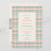Pastel Plaid Baby Shower Invitation Kaart (Voorkant / Achterkant)