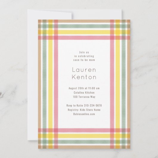 Pastel Plaid Baby shower Kaart (Voorkant)