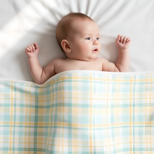 Pastel Plaid Baby's First Christmas Sherpa Deken