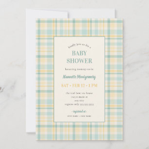 Pastel Plaid Babyshower Uitnodiging