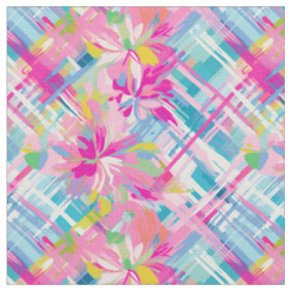 Pastel Plaid Blossoms Stof