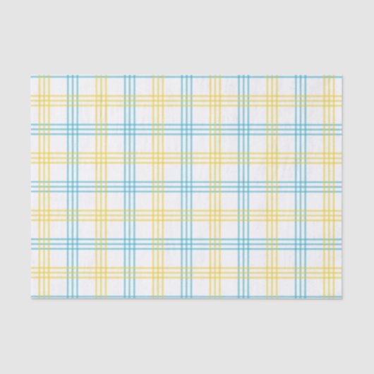 Pastel Plaid Blue Yellow DIY Decoupage Paper Tissuepapier (Voorkant)