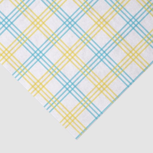 Pastel Plaid Blue Yellow DIY Decoupage Paper Tissuepapier (Detail)