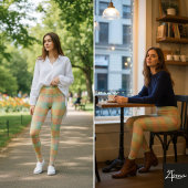 Pastel Plaid Color Block Bright Spring Leggings