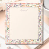 Pastel Plaid Floral Notepad with Personalization Notitieblok
