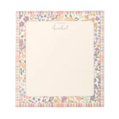 Pastel Plaid Floral Notepad with Personalization Notitieblok (Voorkant)