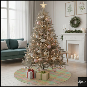 Pastel Plaid Kleurblok Helder Lentemotiv Kerstboom Rok