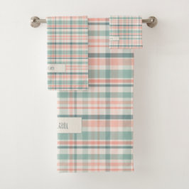 Pastel Plaid met naam Bad Handdoek