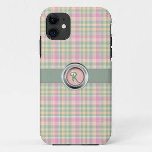 Pastel Plaid Monogram iPhone 5 Hoesje