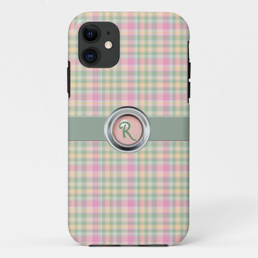 Pastel Plaid Monogram iPhone 5 Hoesje (Achterkant)
