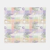 Pastel Plaid Paashaas Patroon Fleece Deken (Voorkant (Horizontaal))
