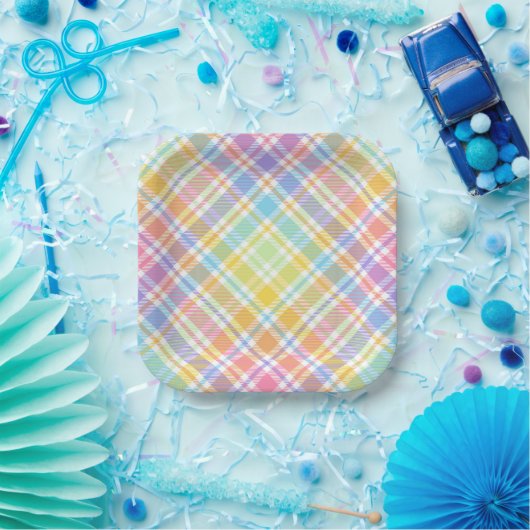 Pastel Plaid  Papieren Bordje (Feest)