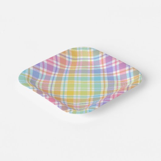 Pastel Plaid  Papieren Bordje (Gebogen)