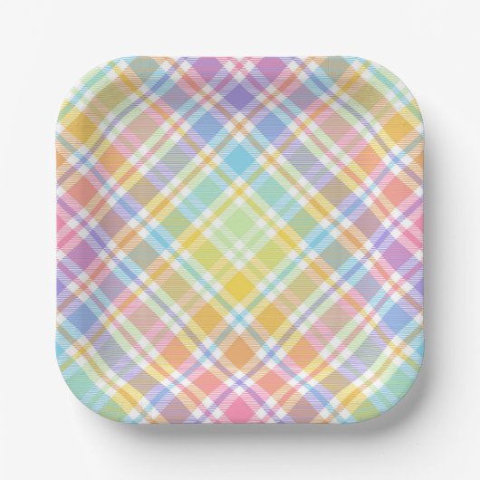 Pastel Plaid  Papieren Bordje (Voorkant)