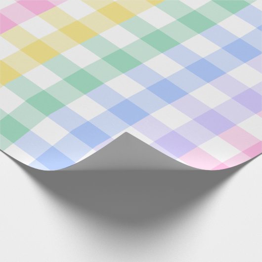 Pastel Plaid Rainbow Retro Gingham Cadeaupapier (Hoek)