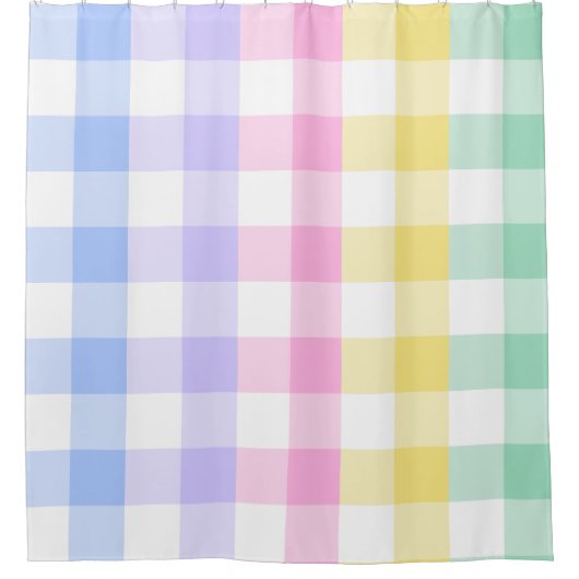 Pastel Plaid Rainbow Retro Gingham Douchegordijn (Voorkant)